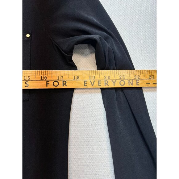 Dana Buchman Women's Button Down Shirt Long Sleeve Size M Navy Pockets Stretch - Picture 10 of 12